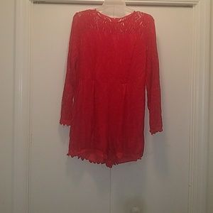 Long-Sleeved Lace Romper